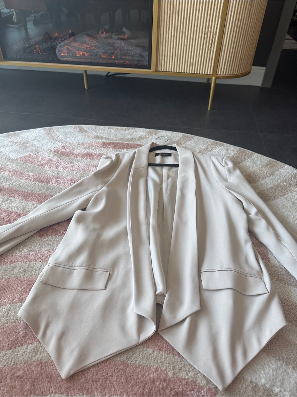Quince Cream Draped Open-Front Blazer